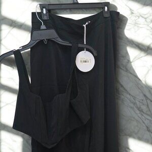 Black Matching Set 🖤 Flowy High-Waist Pants + Fitted Top | Effortless Chic